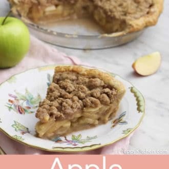 piece of apple crumble pie on a plate