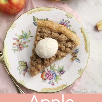 piece of apple crumble pie on a plate