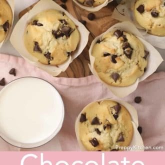 chocolate chip muffins in muffin papers