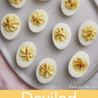 deviled eggs on a platter