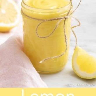 lemon curd in a glass jar