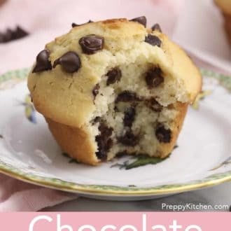 chocolate chip muffin on a plate