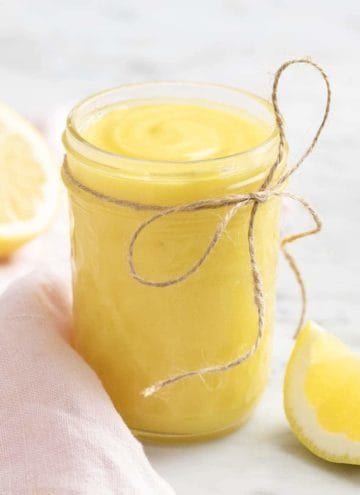 Lemon curd in a glass mason jar