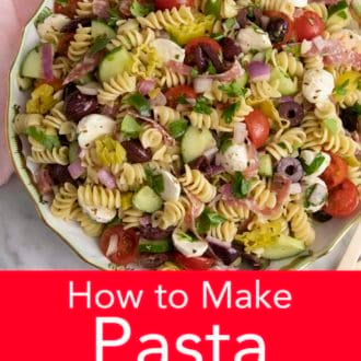 pasta salad in a serving bowl