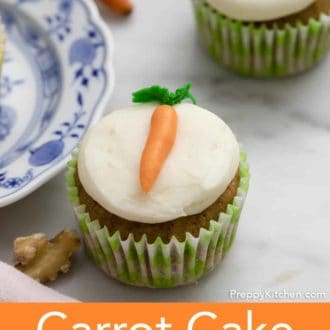 carrot cake cupcake on a counter
