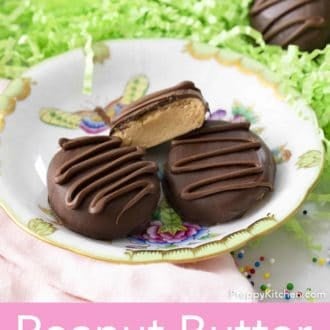 peanut butter eggs on a plate
