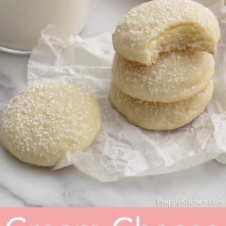 cream cheese cookies stacked on paper