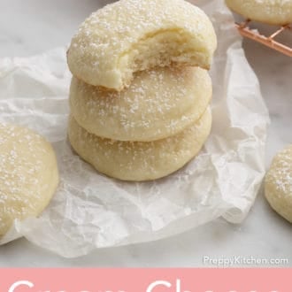 cream cheese cookies stacked on paper