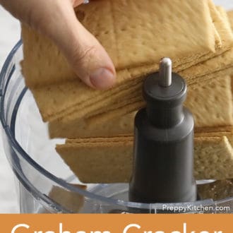 adding graham crackers to a food processor