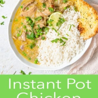 instant pot chicken curry in a white bowl