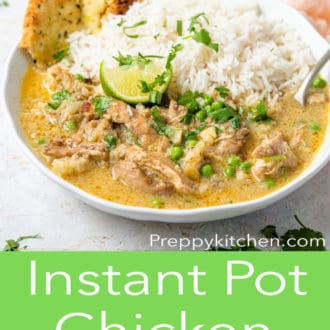 instant pot chicken curry in a white bowl