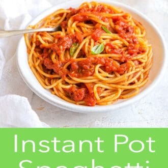 bowl of pasta with Instant pot spaghetti sauce