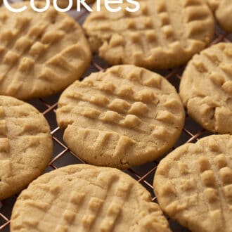 A pinterest graphic of several peanut butter cookies.