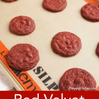 red velvet cookies on a silpat