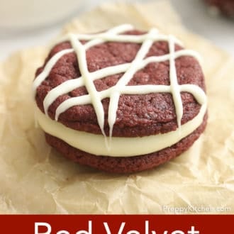 red velvet cookie on parchment