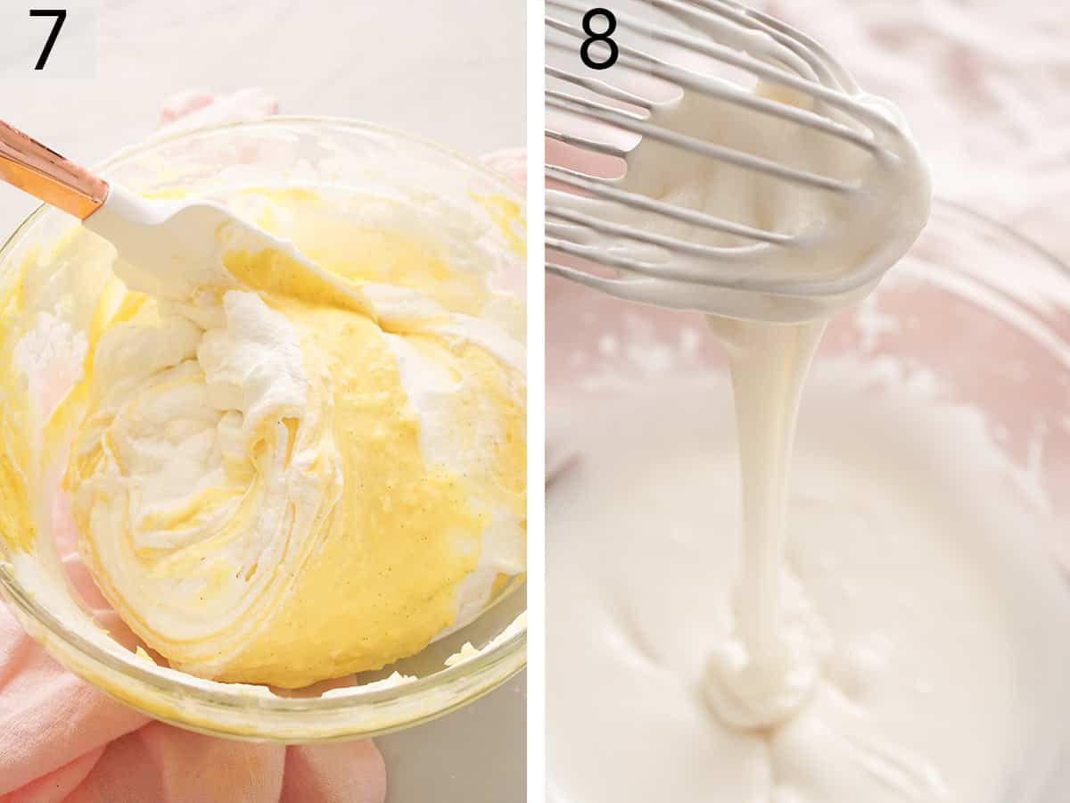 Pastry cream mixing with whipped cream.