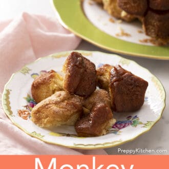 Pieces of monkey bread on a small plate.