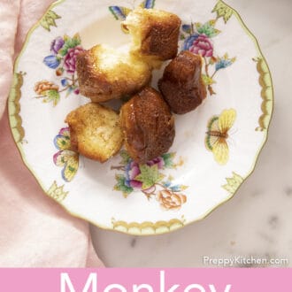 Pieces of monkey bread on a porcelain plate.
