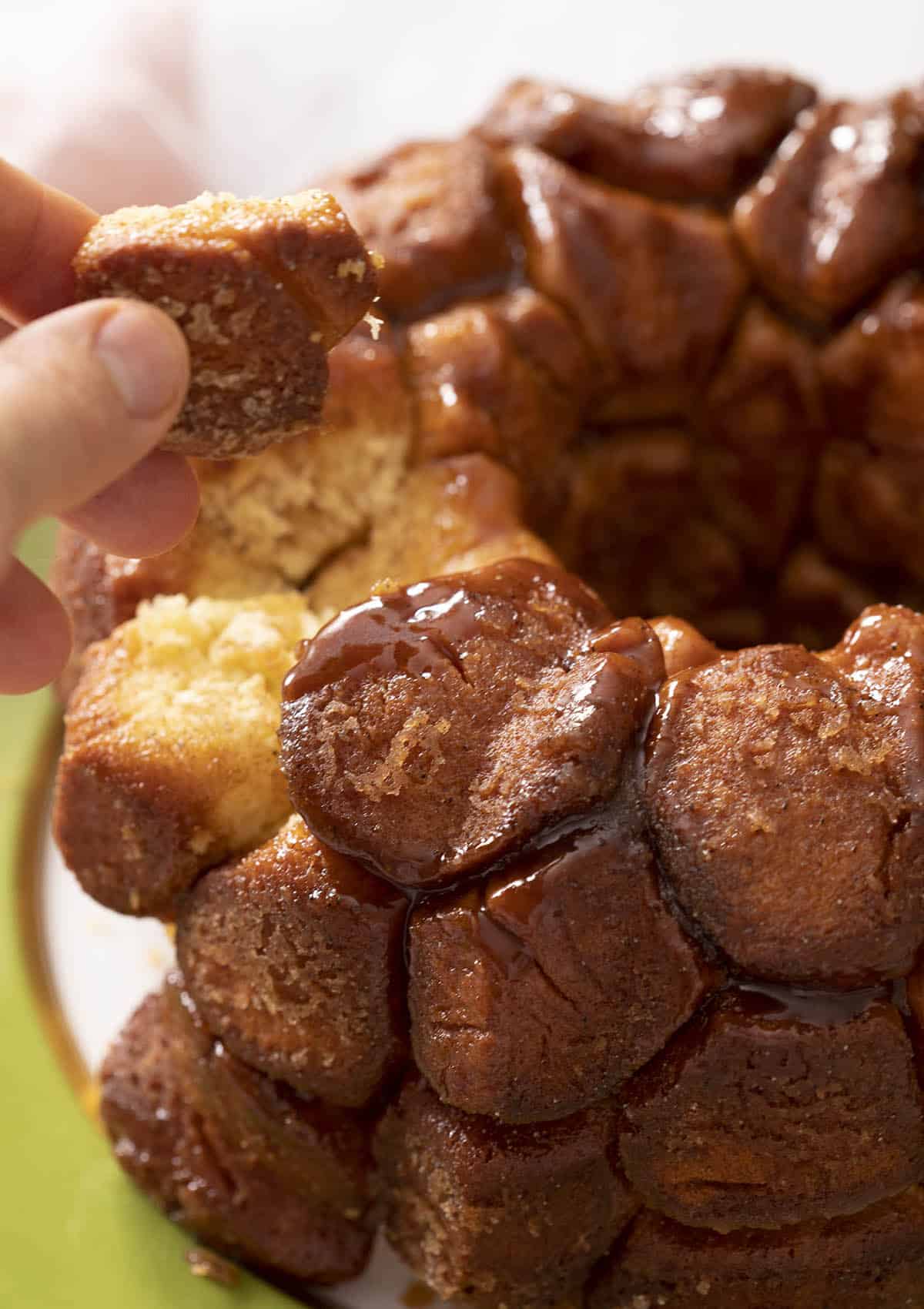 Monkey bread getting picked apart.