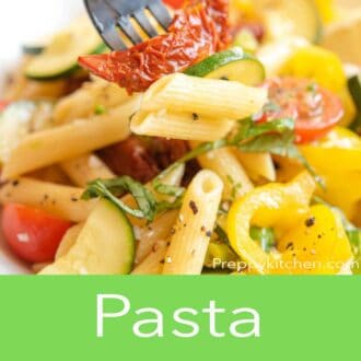 A pinterest graphic for pasta primavera