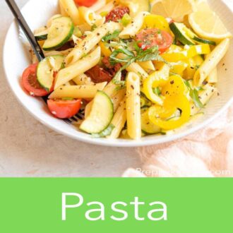 A pinterest graphic for pasta primavera