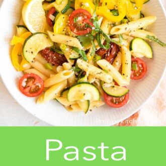 A pinterest graphic for pasta primavera