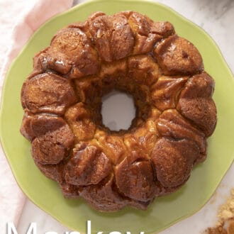 A top-down photo of a round monkey bread.