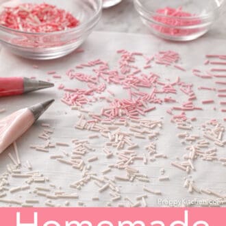 Light and deep pink homemade sprinkles.