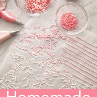 Freshly made pink homemade sprinkles.