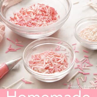 Pink and white homemade sprinkles.
