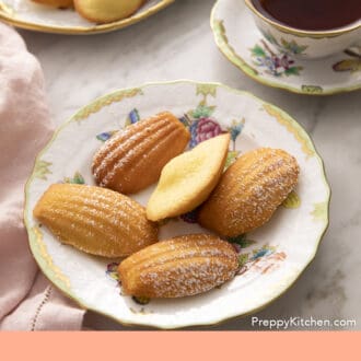 Five Madeleines on a plate with a signature hump on the back.