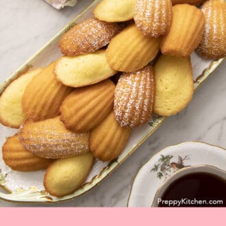 A top down view of madeleines on a tray.