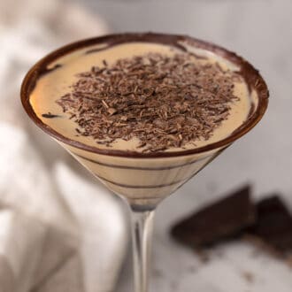 A closeup of. chocolate martini