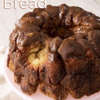 Monkey bread on a pink cake stand