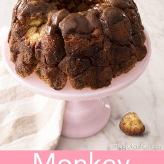 Monkey bread on a pink cake stand