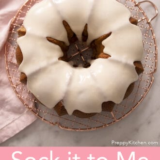 sock it to me cake on a round cooling rack
