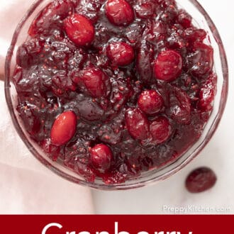 cranberry sauce in a glass bowl