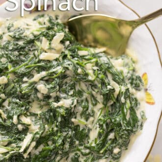 Creamed spinach in a serving dish