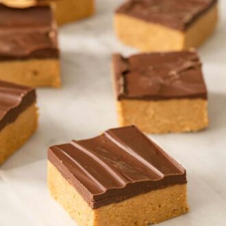 A pinterest graphic of peanut butter bars