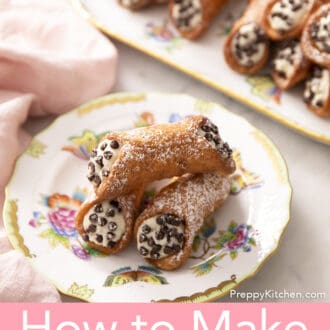 cannoli on a floral plate