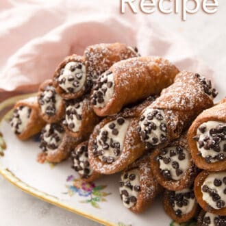 cannoli on a floral tray