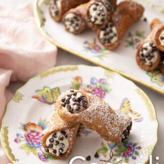 cannoli on a floral plate