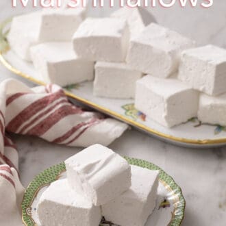 cubed marshmallows stacked on a porcelain plate