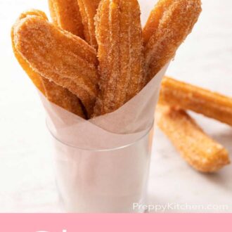 A pinterest graphic for homemade churros