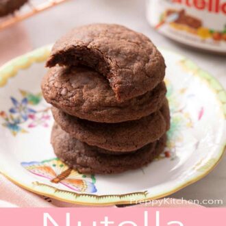 A pinterest graphic of Nutella cookies