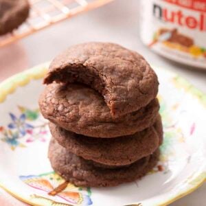 A close up of a stack of nutella cookies