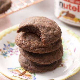 A close up of a stack of nutella cookies