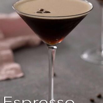 A pinterest graphic of an espresso martini