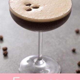 A pinterest graphic of an espresso martini