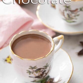 A pinterest graphic of a mug of hot chocolate